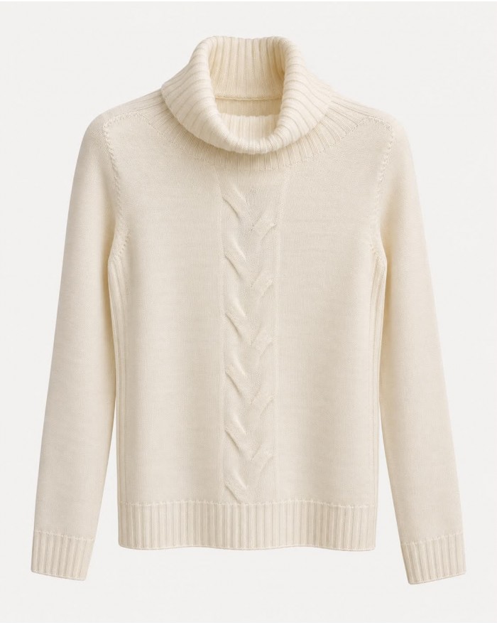Sweather With Turtleneck Braid - Ecru