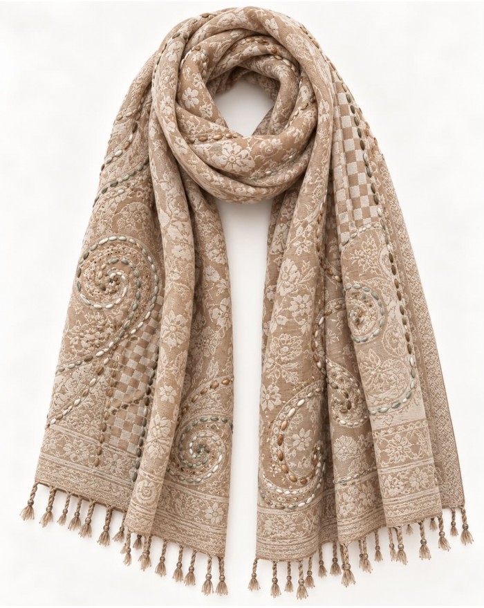 Scarf Wool Hand Work - C