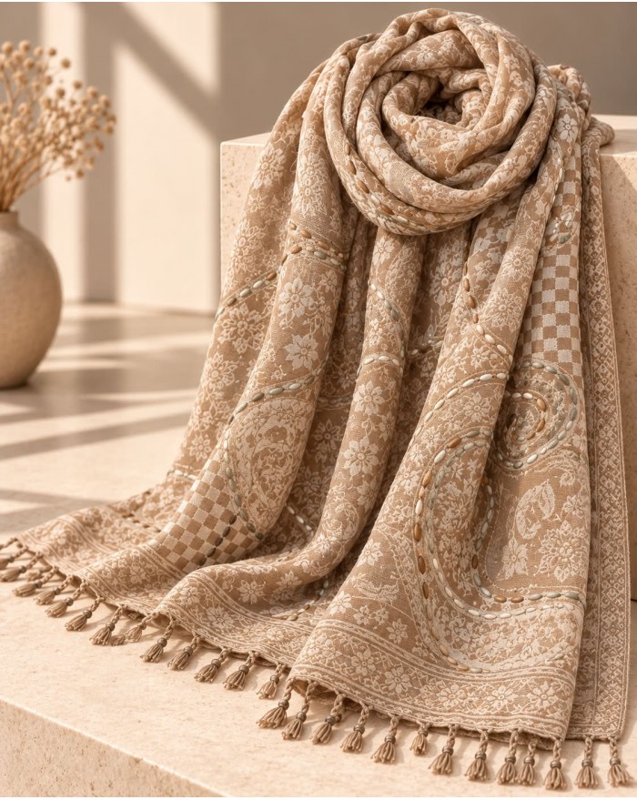 Scarf Wool Hand Work - C