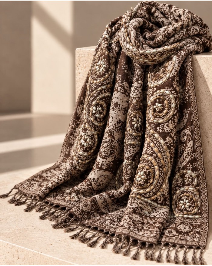 Scarf Wool Hand Work - E