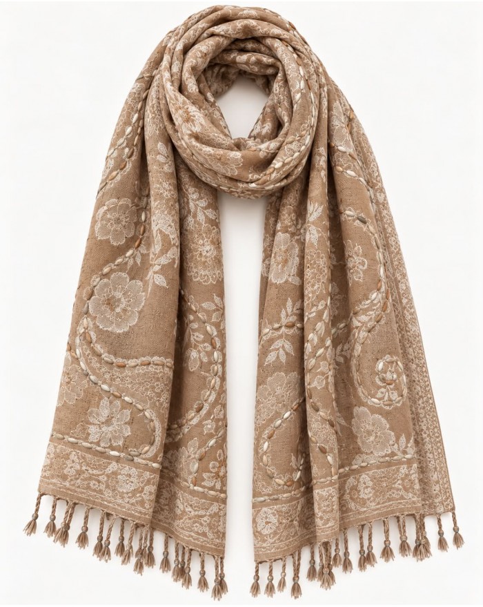 Scarf Wool Hand Work - D