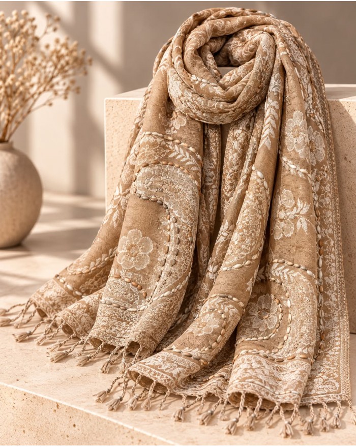 Scarf Wool Hand Work - D